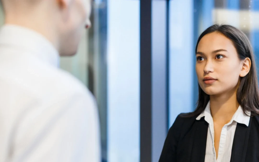 Two colleagues talking