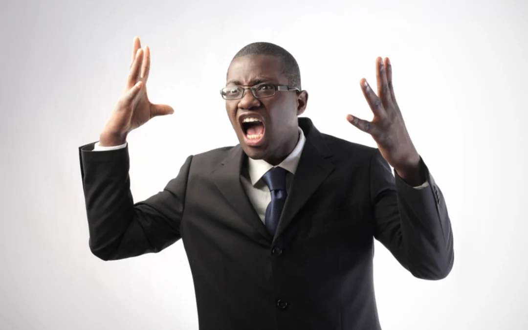 person yelling in frustration