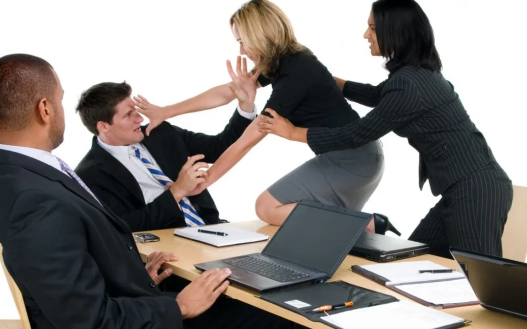 group of teammates fighting