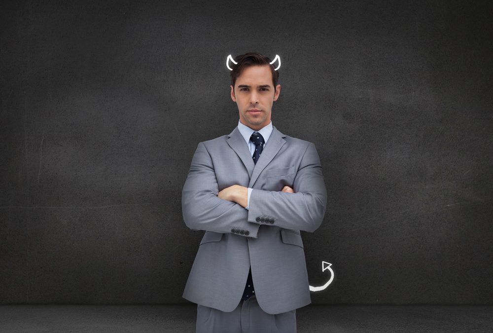 business person with devil's horns