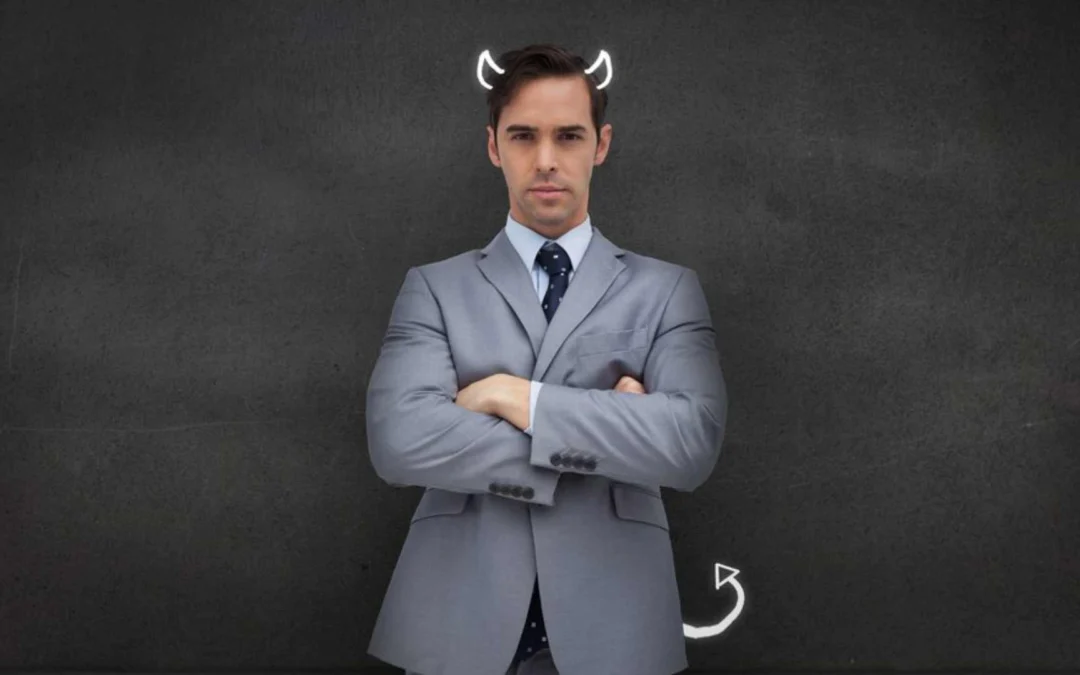 business person with devil's horns
