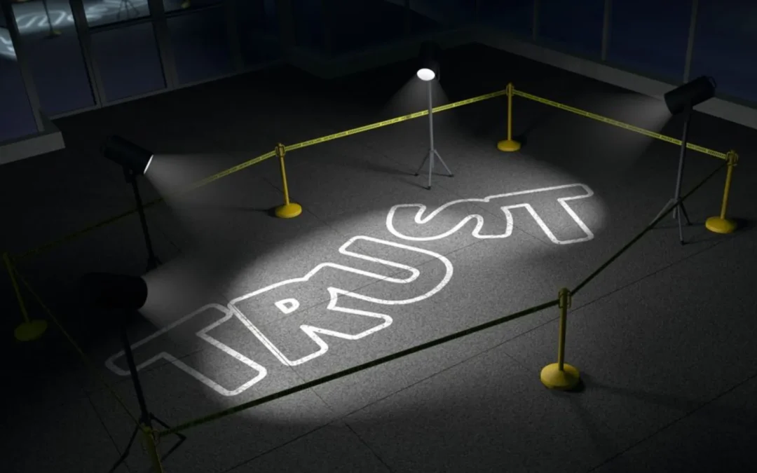 chalk outline of the word 'trust'