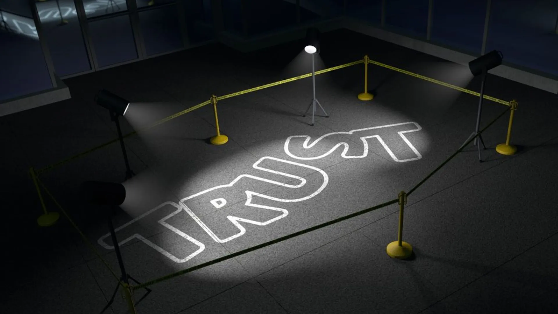 chalk outline of the word 'trust'