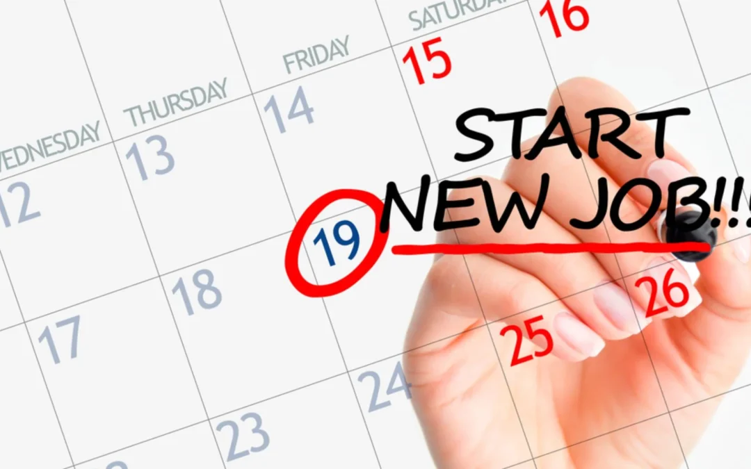 calendar marked with 'start new job'