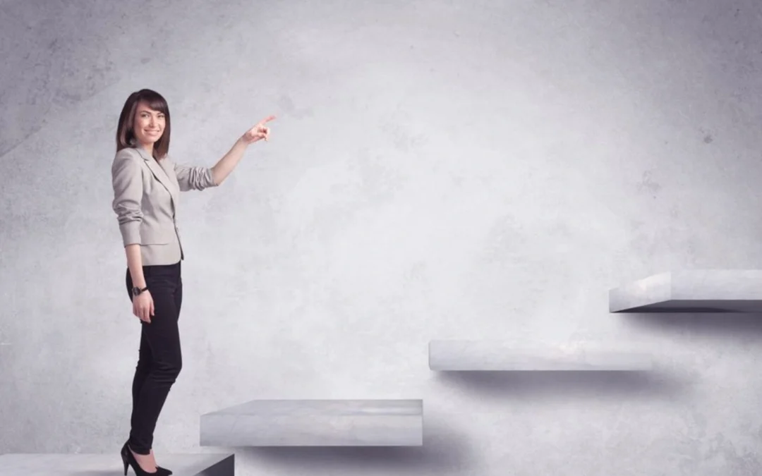 Person climbing the corporate ladder