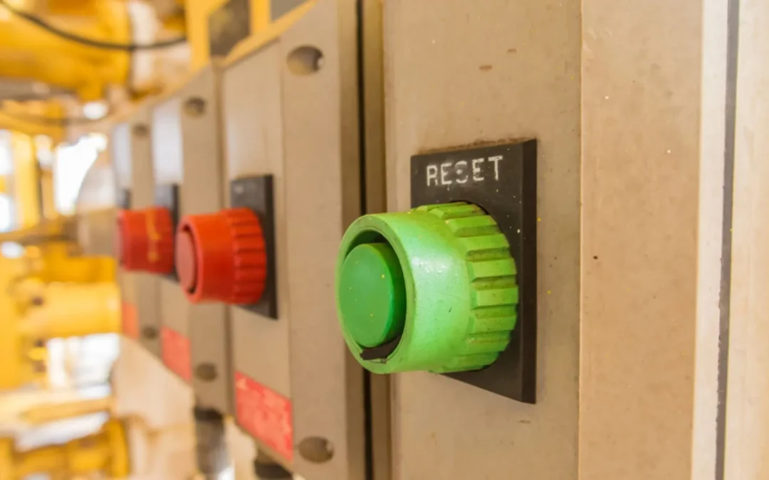 Reset button on a machine