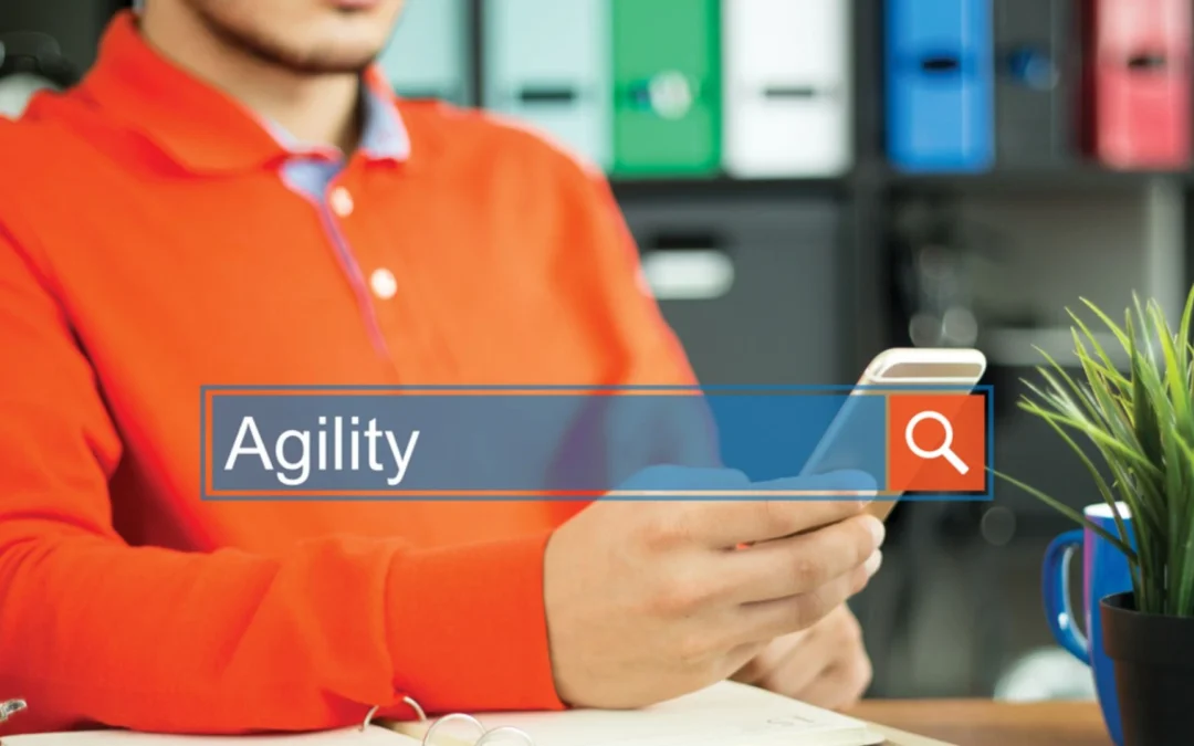 Person looking up the definition for agility on a phone