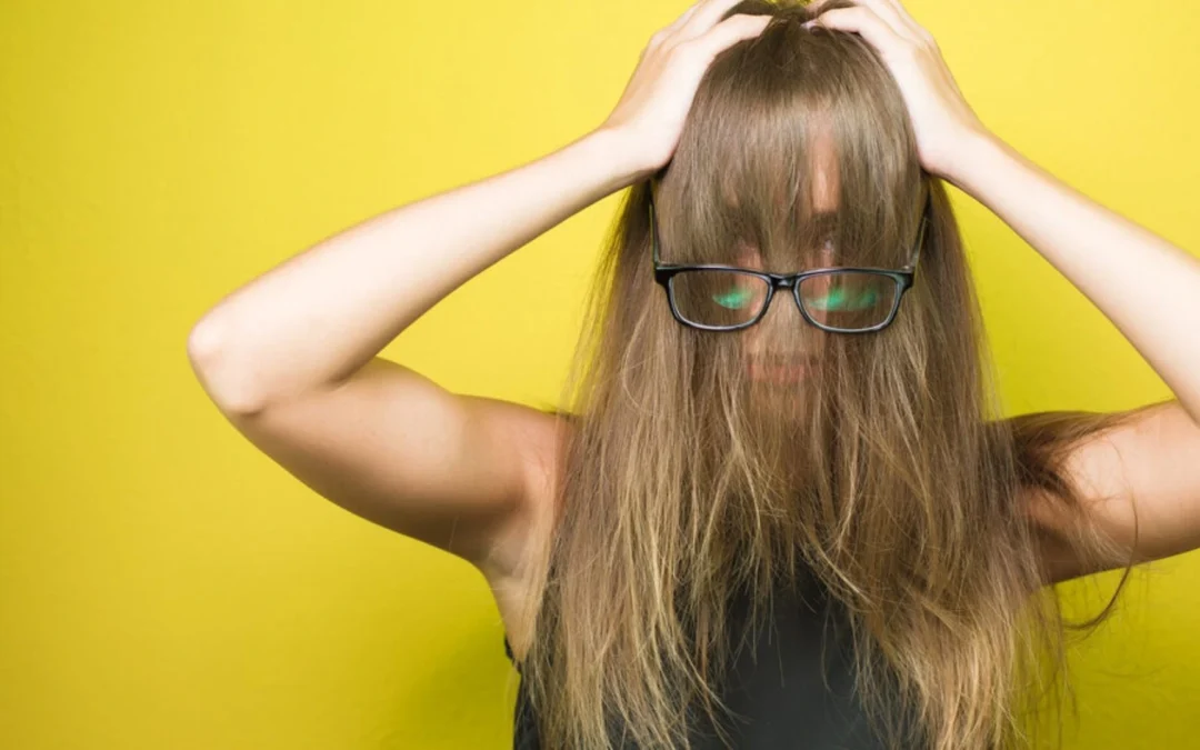 Woman looking very stressed out