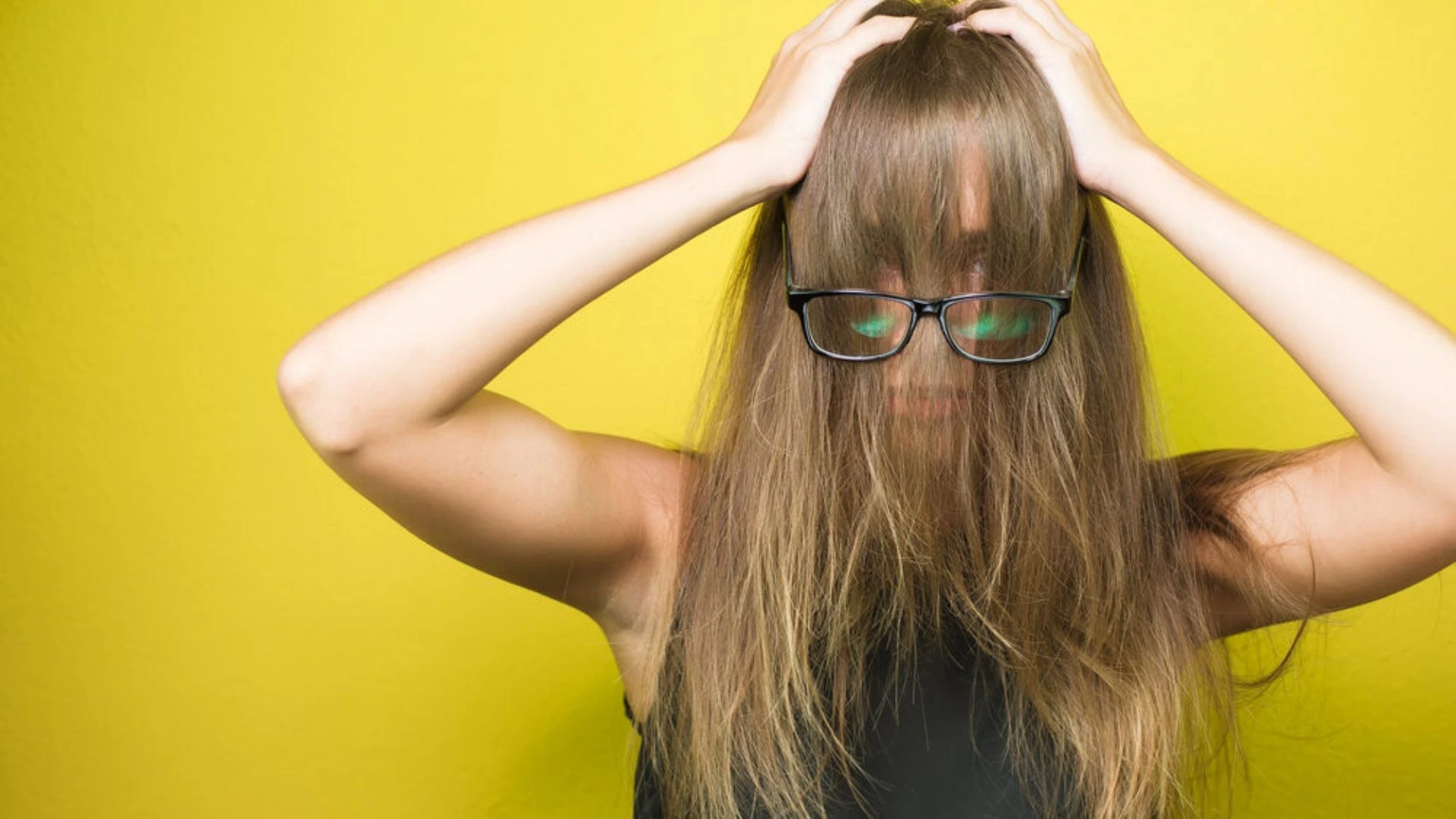 Woman looking very stressed out