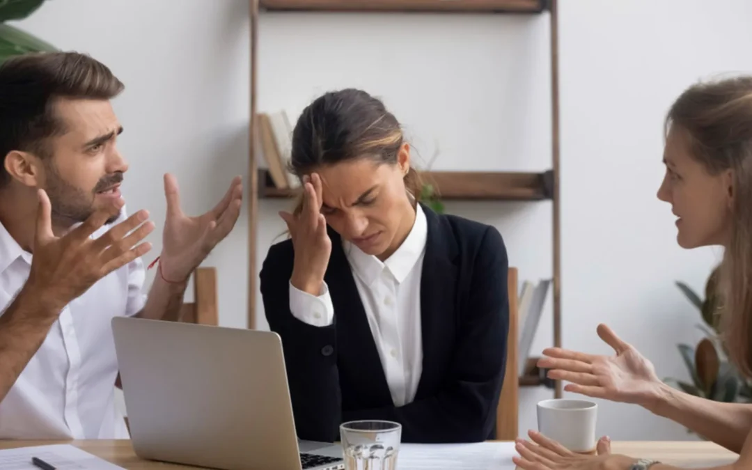 Frustrated people in a meeting