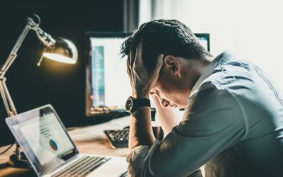 Man working from home late at night