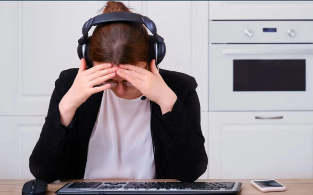 Woman seen crying on a video conference