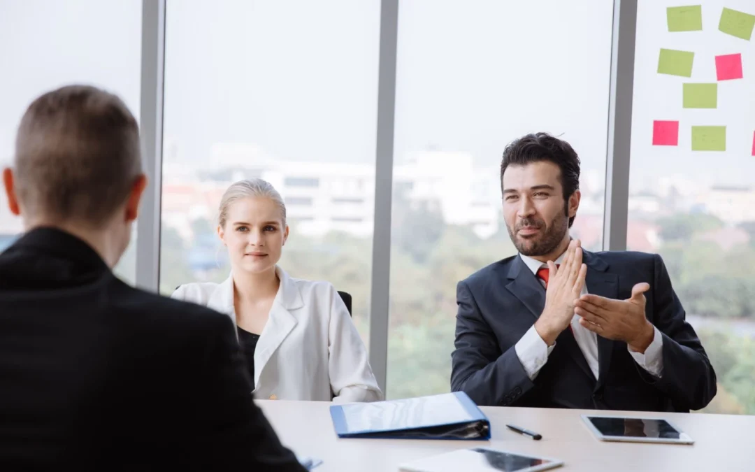 Person pitching an idea in a meeting