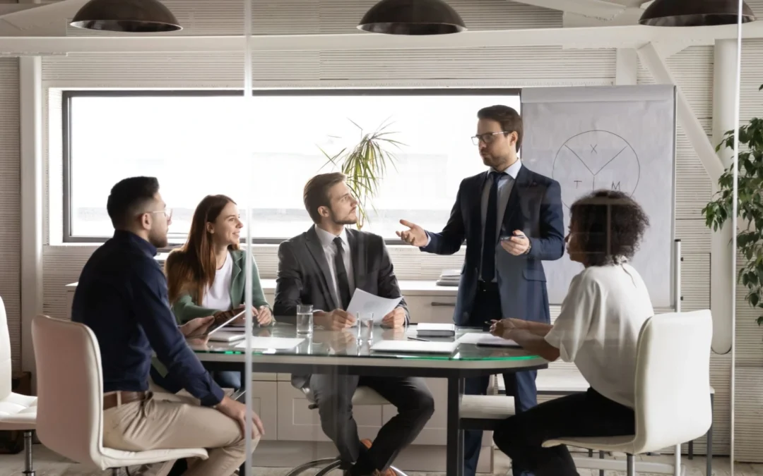Team of people in suits doing strategic planning