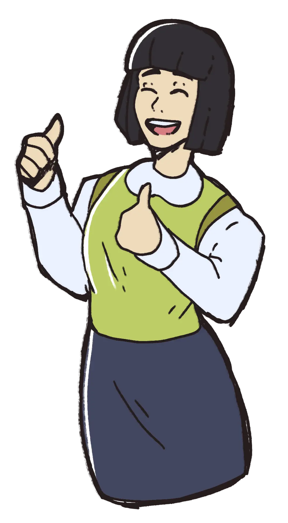 Illustration of a person looking happy with two thumbs up
