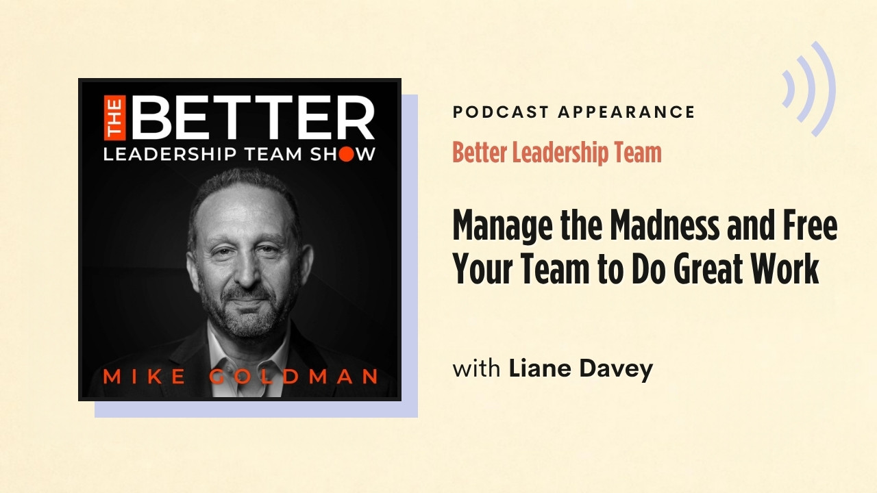 Podcast appearance: Better Leadership Team – Manage the Madness and Free Your Team to Do Great Work, with Liane Davey